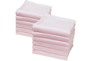 MERRYSQUARE 12 Pequeños pañuelos de color sólido - Modelo "Lilliput" - 23 centimetros (Rosa claro)