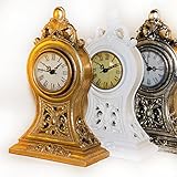 Uhr Standuhr Tischuhr Landhaus Barock Dekouhr shabby chic antik look H12.20, Farbe:Gold