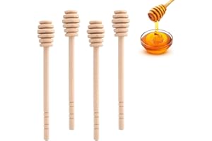 FIDGET PACK Mezclador de miel de madera, 4 unidades, cucharas de miel, de madera, para bodas, cumpleaños, baby showers, Navidad, fiestas, postres, inodoras y aptas para alimentos, 16 cm