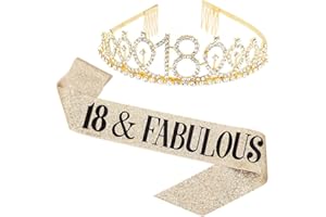 REYOK Fascia per 18° Compleanno e diadema in Argento, Gold 18° Compleanno, 18 e favolosa Fascia per Compleanno e 18 diademi di Cristallo, con Strass, per Regali, Feste di compleannodecorazione