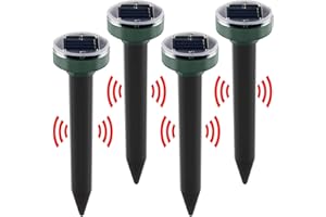 ONEVER Ahuyentador de Topos 4PCS Ahuyentador de Ratas Topos Solar Repelente Ultrasónico de Plagas Ahuyentador Topos Ahuyentador Topos P65 Repelente Ultrasonico para Topos, Animales Salvajes