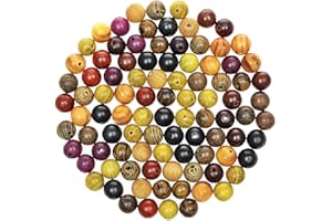 MJDCB 200pcs 8mm Wood Beads Kit Round Loose Gemstone 10 Color Wood Beads for Bracelet Necklace Earrings Jewelry Making