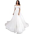 Off The Shoulder Wedding Dresses for Bride Puffy Tulle Prom Dresses Long Ball Gown