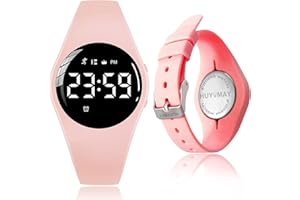 HUYVMAY Non Connectée Podomètre Montres sans App, Montre Rechargeable à Durée de Vie de la Batterie de 20 Jours, Enfants Montres Numériques IP68 Etanche avec 3 Réveils pour Garçons et Filles Enfants