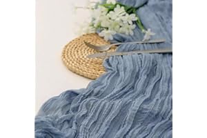 AlaTyche 1 Pack Dusty Blue Cheesecloth Table Runner,90×305cm Rustic Gauze Fabric Table Runner,Boho Table Runner,Cheese Cloth Centerpiece for Events Wedding Banquet Party Birthday Bridal