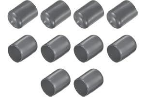 sourcing map 10pcs Rubber End Caps 14.5mm ID Vinyl Round End Cap Cover Screw Thread Protector Dark Grey