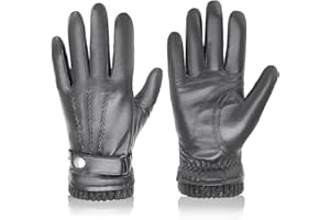 BISON DENIM Guanti in vera pelle da uomo di alta qualità calda fodera in lana guanti in pelle smartphone touch funzione autunno e inverno