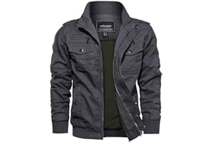 EKLENTSON Men's Casual Cotton Military Bomber Jacket Winter Outerwear Windbreaker Cargo Jacket Multi Pockets
