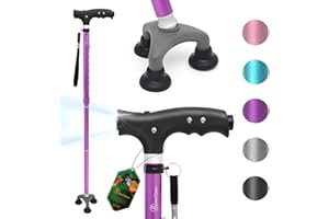 BeneCane Walking Cane, Travel Adjustable Folding Canes and Walking Sticks for Men and Women - Led Light and Easy Grip Handle for Arthritis Seniors