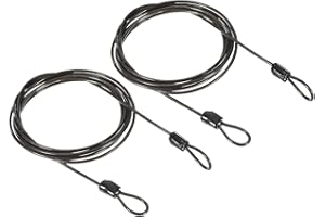 PATIKIL Sicurezza Acciaio Cavo 2.5mm x 2m/6.56ft Cavo Antifurto Rivestito Bagaglio Blocco Filo Corda con Doppio Cerchio Cavo di Sicurezza per Esterni Nero 2pz