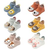 FedMois Cotton Non-Slip Socks for Baby Boy Girl Pack of 6