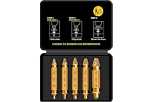 Newder HSS 4341 Schraubenausdreher Set, 5-teilig M3-M18 Beschädigte Schrauben Entferner, Linksdreher mit Sechskant-Schaft, für Akkuschrauber und Bohrmaschinen, Titannitrid-beschichtet, Goldfarben