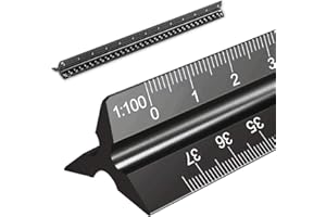 COSSWE Maßstab Lineal Dreikantmaßstab Maßstab für Architekten,Matrix 30 cm solides Aluminium Lineal: 1:100, 1:200, 1:250, 1:300, 1:400, 1:500 (schwarz, 1 stück)