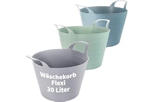 2FRIENDS Vasca per la biancheria Flexi, set da 3 pezzi, 45 x 40 cm, 30 litri, in plastica con manici, 3 colori, made in EU