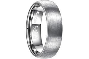NUNCAD 6mm 7mm 8mm Argento Anello Semplice in Tungsteno con Smussato Lucidati e Spazzolato Uomo Donna Comoda Taglia 11.75-32.25