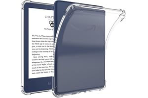 KEROM Clear Case for 6.8" Kindle Paperwhite (11th Generation 2021) and Signature Edition, Ultra-thin Soft Flexible Silicone TPU Bumper Back Cover Case for Kindle Paperwhite 11th Gen, Transparent