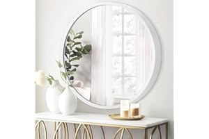 JJUUYOU Wall Circle Mirror for Bathroom Small White Round Mirrors for Wall Hanging Round Mirrors for Living Room Vanity Bedroom Home Decor