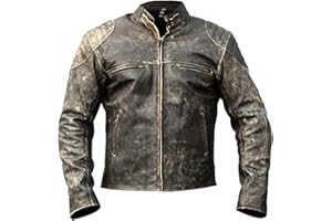 Jorde Calf Men’s Vintage Cafe Racer Retro 2 | Black Retro Moto Distressed Genuine Leather Jacket| Vintage Style Motorcycle Black Jacket