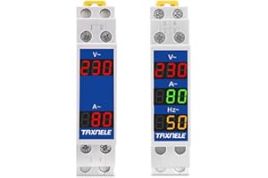 TAXNELE Rail Din 18mm Tensione Corrente HZ Misuratore AC 80-500V 110V 230V 380V 100A Voltmetro Modulare Amperometro Indicatore LED Tester Volt Digitale con CT (V+A+HZ)