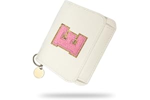 JEKUGOT Girls Wallet, Initial Women's Wallets, White Small Wallet for Kids with 5 Card Slots Holder, Personalised Purses Gifts for Girls and Women, Birthday Gift, Christmas Gifts, Travelling Wallets Gift (E)