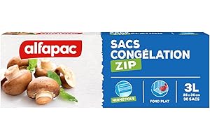 Alfapac 3232764050206 Alfapac-30 - Bolsas de congelación con Cremallera Reforzada, tamaño Mediano, Transparente, 25 x 32