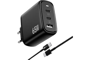 NEWLNCON NEWINCON USB C Ladegerät 65W 3-Ports GaN III USB C Netzteil, PPS Schnellladegerät mit 1.8M 240W Kabel für MacBook Air/Pro, iPhone17/16Pro, S24Ultra/S23, iPad Pro/Air, Pixel9/8, Laptops.