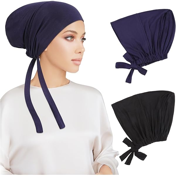 Prien Cuffia hijab da donna in cotone, copertura elastica per la testa, pre-cucito, sciarpa musulmana, fascia antiscivolo per l'uso quotidiano, Beige, Prossoefinito