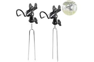 DBREAKS Support de Canne à Pêche, 2 pièces Porte Canne à Pêche Pour Pêche, Inox 360° Support de Canne à PêChe En RéGlable En Acier Inoxydable, pour la pêche au bord (Noir)