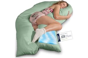 ‎TRAUMREITER Traumreiter Visco XXL Side Sleeper Pillow with Cover, Cotton, Dusty Green, Limited Colour Edition