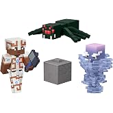 Minecraft 3.25" Fig&uuml;rler Hikaye Paketi, 3 aksiyon fig&uuml;r&uuml;, 2 aksesuar ve renk değişimi &ouml;zelliği, 8 cm'lik koleksiyona uygun oy