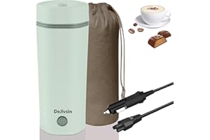 DeJivsin Bouilloire Electrique Voiture 12v vert, Bouilloire 450ml pour voiture, Bouilloire Camping Pour Voiture et Camion,Convient pour voiture et Camion ainsi que pour le Transport Longue Distance
