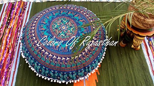 COR's Hippie Ombre Mandala Tapestry Round Floor Cushion Cover Roundie Wall Hanging Beach Towel Throw Yoga Mat Round Tapestry 82 CM's Decorative Pillow