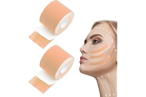 MAGISEL Taśma do liftingu twarzy – 2,5 cm x 5 m, wielofunkcyjna, zapobiegająca zmarszczkom, wysoka elastyczność, kinezjologia, czoło, usta, zmarszczki, podwójny podbródek, taśma do usuwania zmarszczek, 2