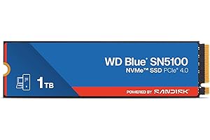 ‎SANDISK WD Blue SN5100 NVMe SSD 1 TB (7.100 MB/s Lesegeschwindigkeit, M.2 2280, PCIe Gen 4.0, nCache 4.0, SanDisk 3D CBA NAND-Technologie, Acronis True Image)