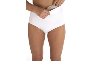 Comfizz Ostomy Level 1 Support Briefs: Women’s, High Waist, Light Support Ideal for Post Surgery (S/M, White)