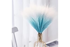GEFIRE 30 Piezas Pampas Secas Decoracio Azul Degradado Hierba Artificial de Pampa 55cm Flores Secas Hierba de la Pampa Deco,Hierba de Pampa Esponjosas Decoración del Hogar y para Bodas