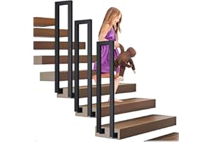 FUOIDYE Ringhiera a forma di U| Corrimano Scale Nordico| Montaggio Laterale Corrimano Ferro Battuto| Ringhiere per Esterni| Passamano per Ville, Balconi, Corridoi Corrimano Ferro Battuto (110cm, Nero)