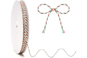 KINGLAKE Green Red and White String, 2mm × 100m Christmas String for Gift Wrapping, Butchers Bakers Twine Cotton String for Crafts, Xmas Presents, Festive Decoration, Cooking Meat
