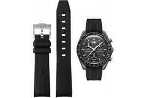 HEYOZURY 20mm Cinturino per Orologiper 20mm Omega x Swatch MoonSwatch Orologio Orologio in Silicone Uomini con Chiusura In Acciaio Inox Bracciale di Ricambio Originale Omega Speedmaster