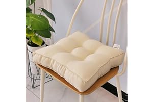 PING BU Cojín de asiento para silla de comedor, 45 x 45/50 x 50 cm, 8 cm de grosor, cojines de algodón suave para oficina, hogar, jardín (50 x 50 cm, beige)