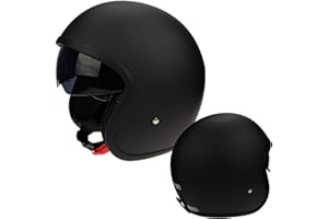 Motorcycle Motorbike Open Face Touring Helmet VIPER RSV06 Scooter Rider Adventure ECE 22.05 Drop Down Visor Bike Riding Jet Helmet Plain Matt Black