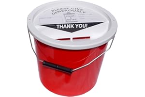 PDK Charnwood Charity Money Collection Bucket with Lid (5.7 litres) - Red