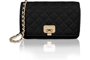 CREAHER Ladies Shoulder Bag Small Flap Crossbody Bags, Quilted Designer Handbags Evening Clutch PU Leather Mobile Phone Bags with Chain Strap & Buckle Closure for Banquet Holiday Night Out Daily Life