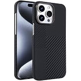 UnDePlus iPhone 15 Pro Max ile uyumlu Kılıf Kevlar Desenli Karbon M-Safe Magnetik Şarj VEGA-Msafe