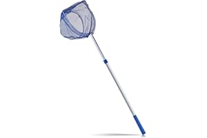 ‎BIGDEAN Kescher 75-121 cm lang - Aluminium Teleskopstange - Feinmaschig (2 mm) - Für Aquarium & Swimming-Pool - Nylon-Netz