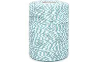 Leecogo Bakers Blue and White Aqua Cotton Rope 656ft for Gift Wrapping, Crafts, Home Decor, Kitchen