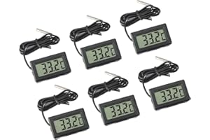 ARCELI Termometro digitale LCD Monitoraggio della temperatura con sonda esterna per frigorifero Frigorifero congelatore Acquario - Nero（6 pezzi ）
