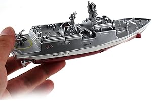 Tipmant RC Militaire Modèle de Navire Ship Bateau à Télécommande Speedboat Yacht Electric Water Toy pour Enfants (Argenté)