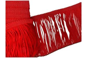 TOMASELLI MERCERIA Passamaneria Frangia Tripolina Fluo Tinta Unita Ballo Latino Danza Alta 10 Cm - Rosso