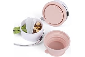 BOXALLS Set 3 in 1 di ciotole pieghevoli per cani, con sacchetti per cacca, ciotola da viaggio pieghevole portatile con coperchio per cani con corda a tracolla, ciotole in silicone per cibo e acqua, a prova